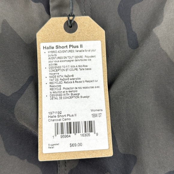 Prana Short Halle Plus II Charcoal Camo Women's Size 18W - Picture 3 of 9